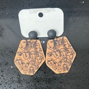 NEW Christian Siriano Artistic Face Pattern Earrings